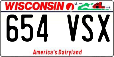 WI license plate 654VSX