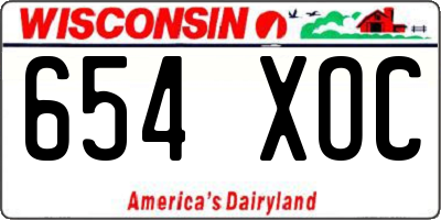 WI license plate 654XOC