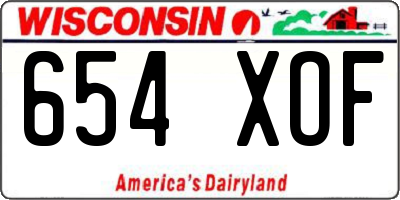 WI license plate 654XOF
