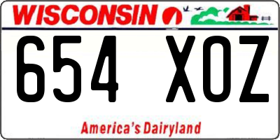 WI license plate 654XOZ