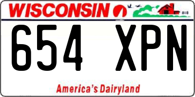 WI license plate 654XPN