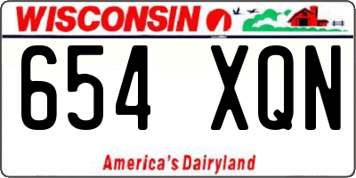 WI license plate 654XQN