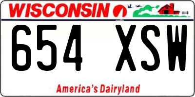WI license plate 654XSW