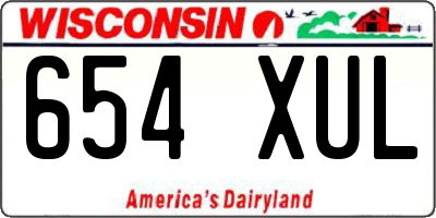 WI license plate 654XUL