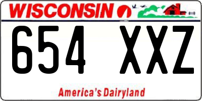 WI license plate 654XXZ