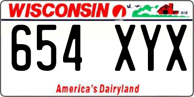 WI license plate 654XYX