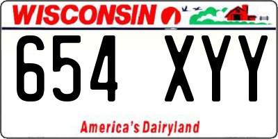 WI license plate 654XYY
