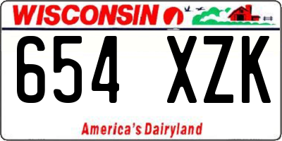WI license plate 654XZK