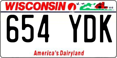 WI license plate 654YDK