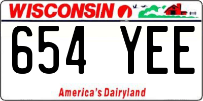 WI license plate 654YEE
