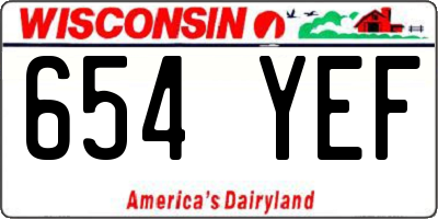 WI license plate 654YEF