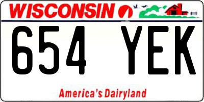 WI license plate 654YEK