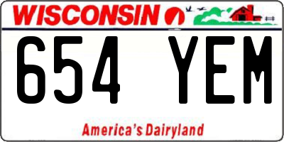 WI license plate 654YEM