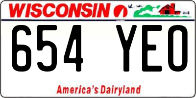 WI license plate 654YEO
