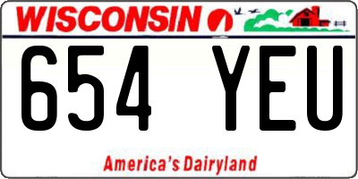 WI license plate 654YEU