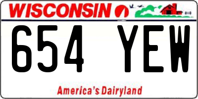 WI license plate 654YEW