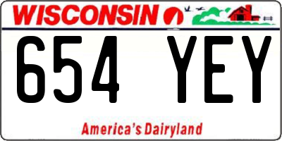 WI license plate 654YEY