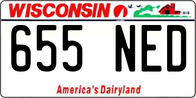 WI license plate 655NED