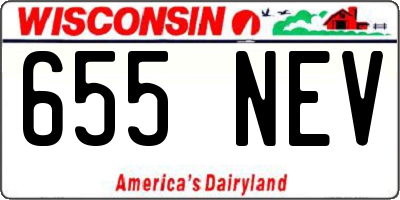 WI license plate 655NEV