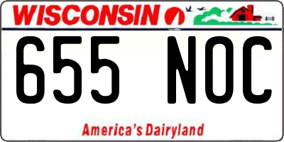 WI license plate 655NOC