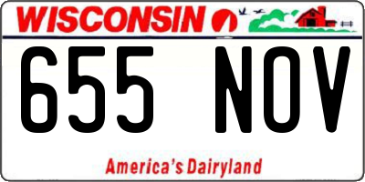 WI license plate 655NOV