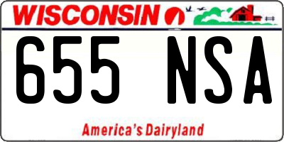 WI license plate 655NSA