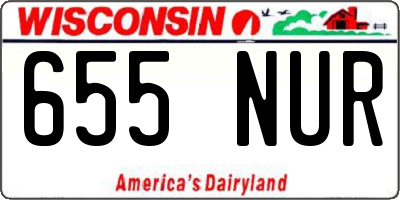 WI license plate 655NUR