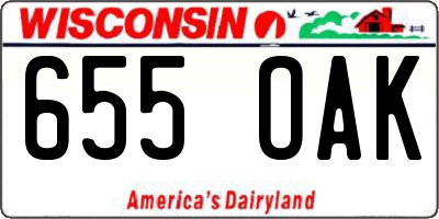 WI license plate 655OAK
