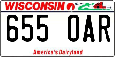 WI license plate 655OAR