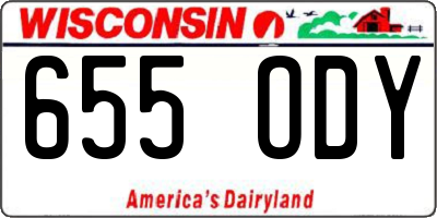 WI license plate 655ODY