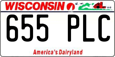 WI license plate 655PLC