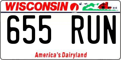 WI license plate 655RUN