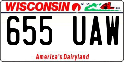 WI license plate 655UAW