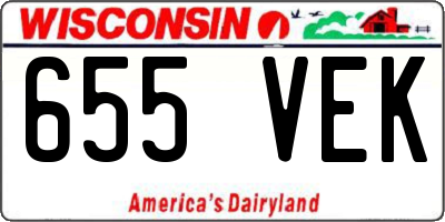 WI license plate 655VEK