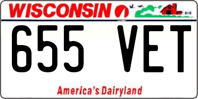 WI license plate 655VET