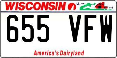 WI license plate 655VFW