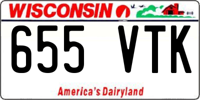 WI license plate 655VTK
