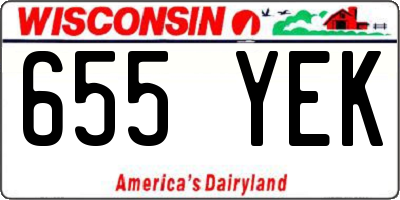 WI license plate 655YEK