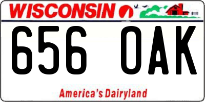 WI license plate 656OAK