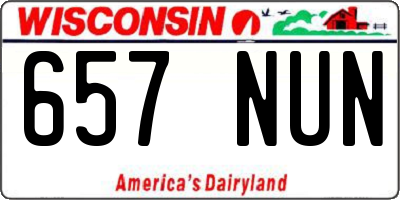 WI license plate 657NUN