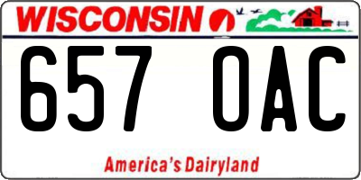 WI license plate 657OAC