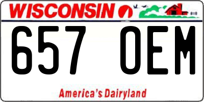 WI license plate 657OEM