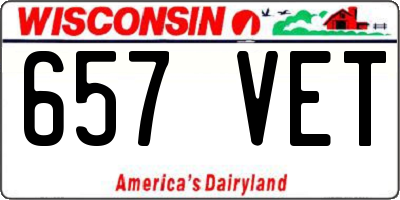 WI license plate 657VET