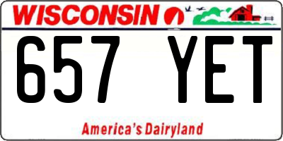 WI license plate 657YET