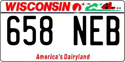 WI license plate 658NEB