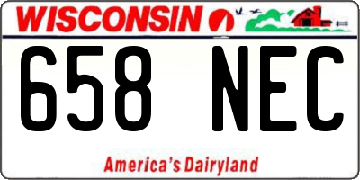 WI license plate 658NEC