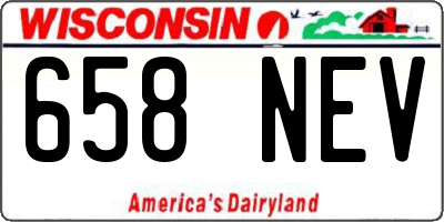 WI license plate 658NEV