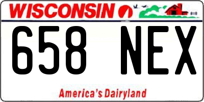 WI license plate 658NEX