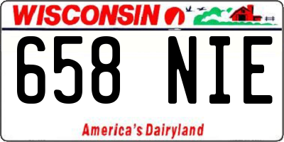 WI license plate 658NIE