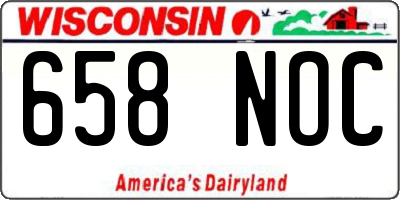 WI license plate 658NOC